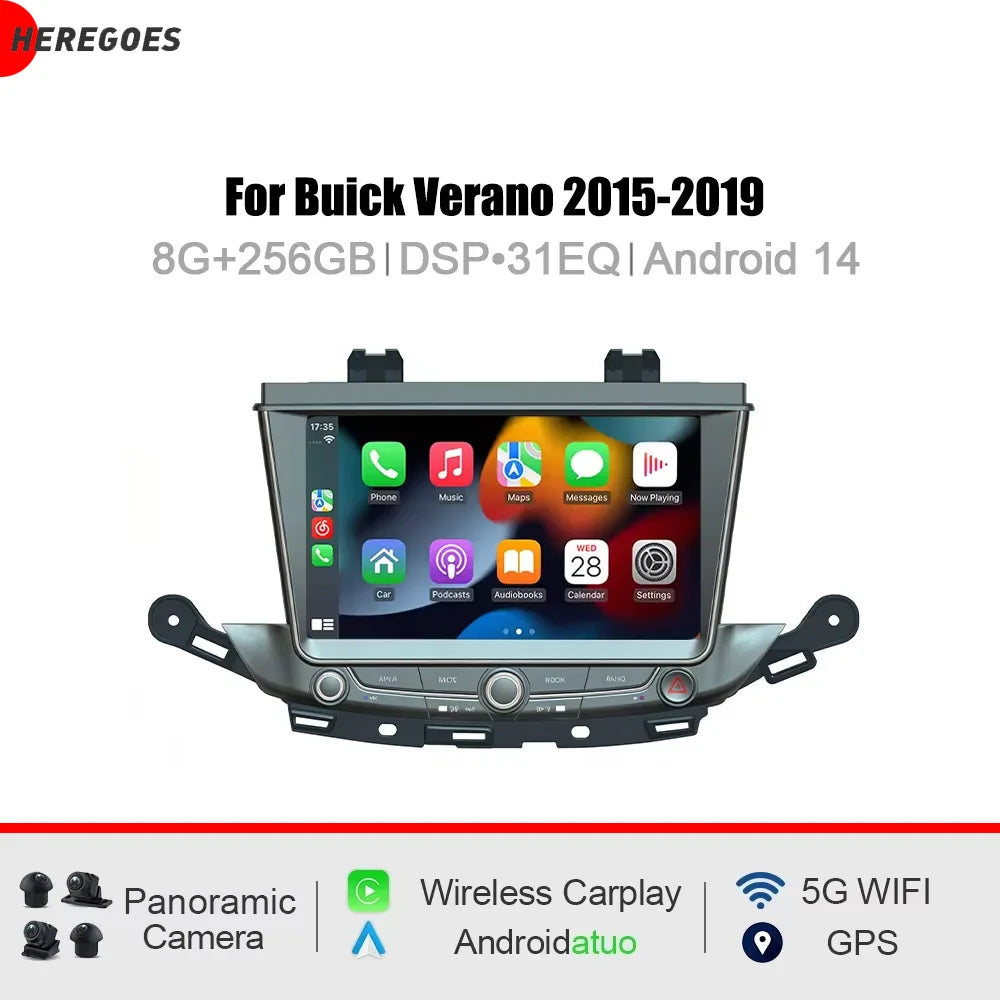 7" CarPlay Android 15 8 Core 12GB RAM 256GB ROM Car Radio GPS DSP Navigation for Buick Verano 2015-2019 - Multimedia Pla
