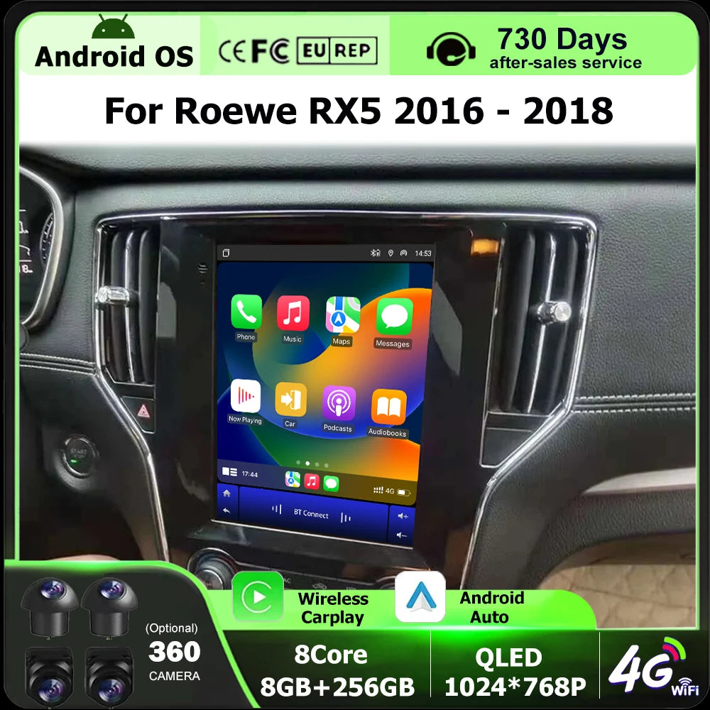 Car Radio Multimedia Video Player GPS Navigation Stereo For Roewe RX5 2016 2017 2018 Andro