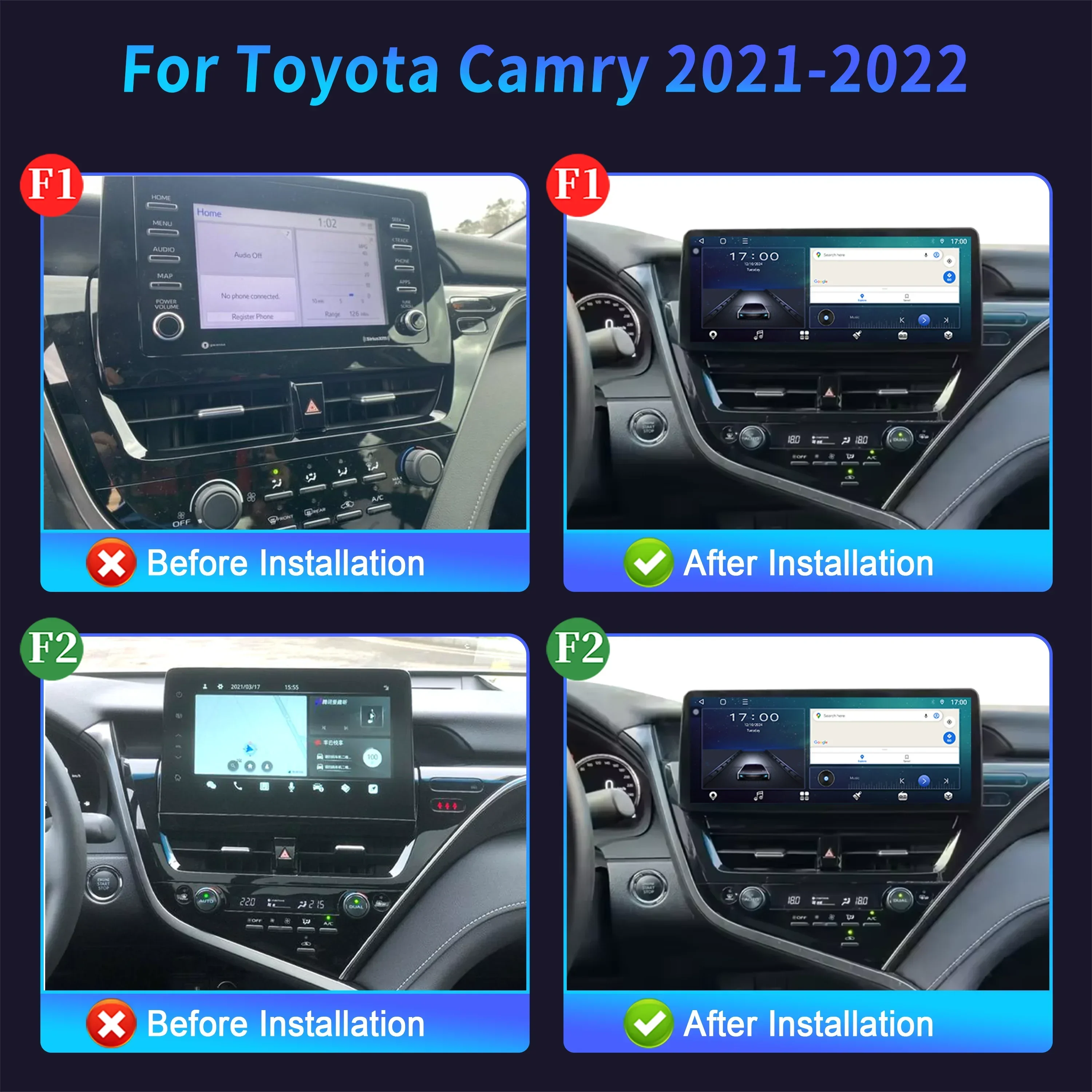 12.3inch For Toyota Camry 2021-2022 Car Radio Multimedia Android 15 4G GPS Navigation Wire