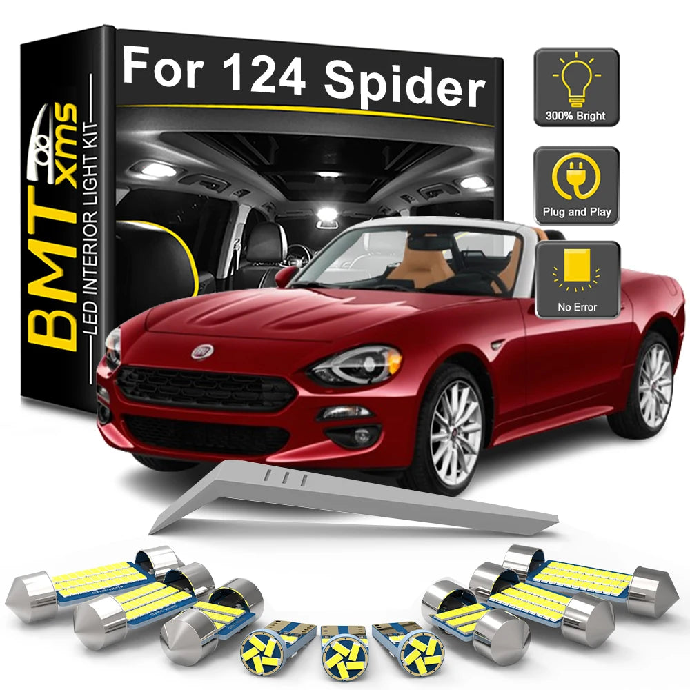 9-Piece LED Interior Light Kit for Fiat 124 Spider - Canbus Error-Free Bulbs | AUTOKITSHOP
