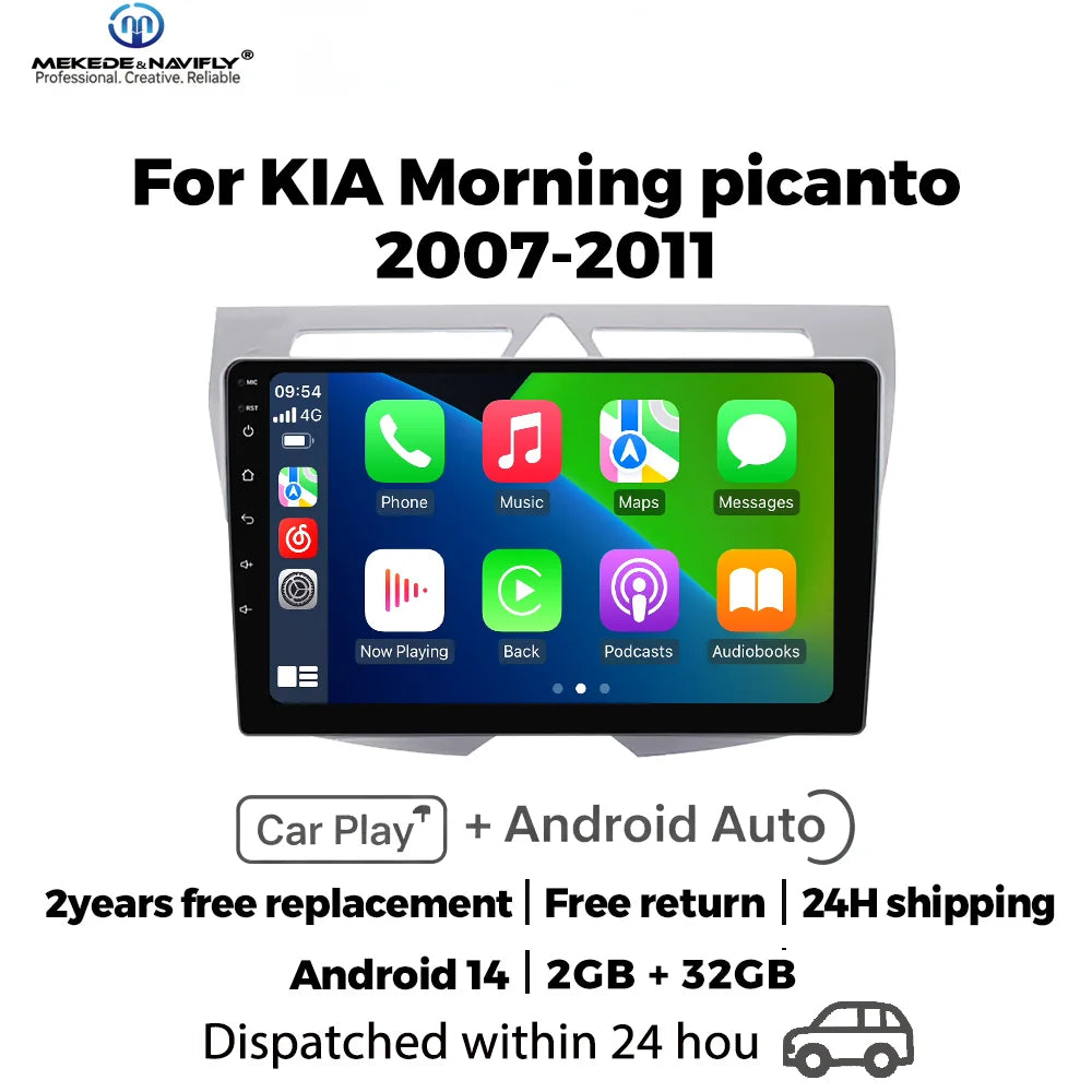 Android 14 Intelligent Car audio system For Kia Morning Picanto 2007-2011 Wireless Carplay