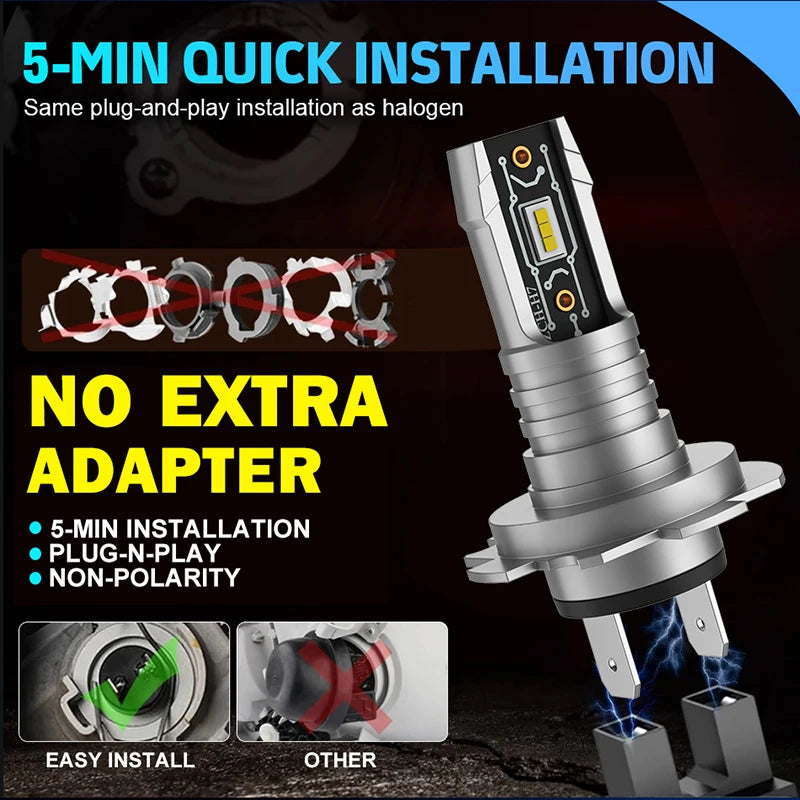 CARLitek H7 LED Bulbs CANBUS Car Headlight High Power Auto Light Spotlights 12V +800% Brig