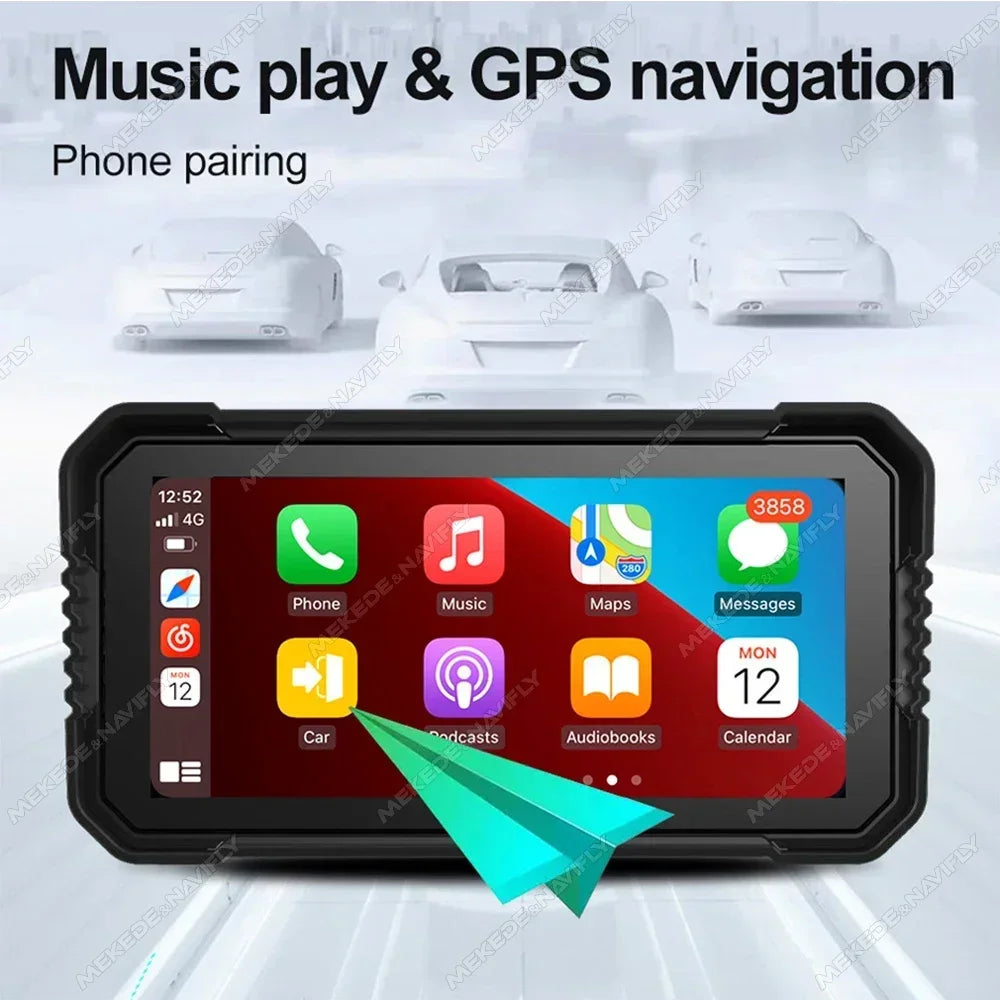 Portable 6.25inch Motorcycle GPS Navigation IP67 Moto Carplay Android Auto Front and Rear  | AUTOKITSHOP