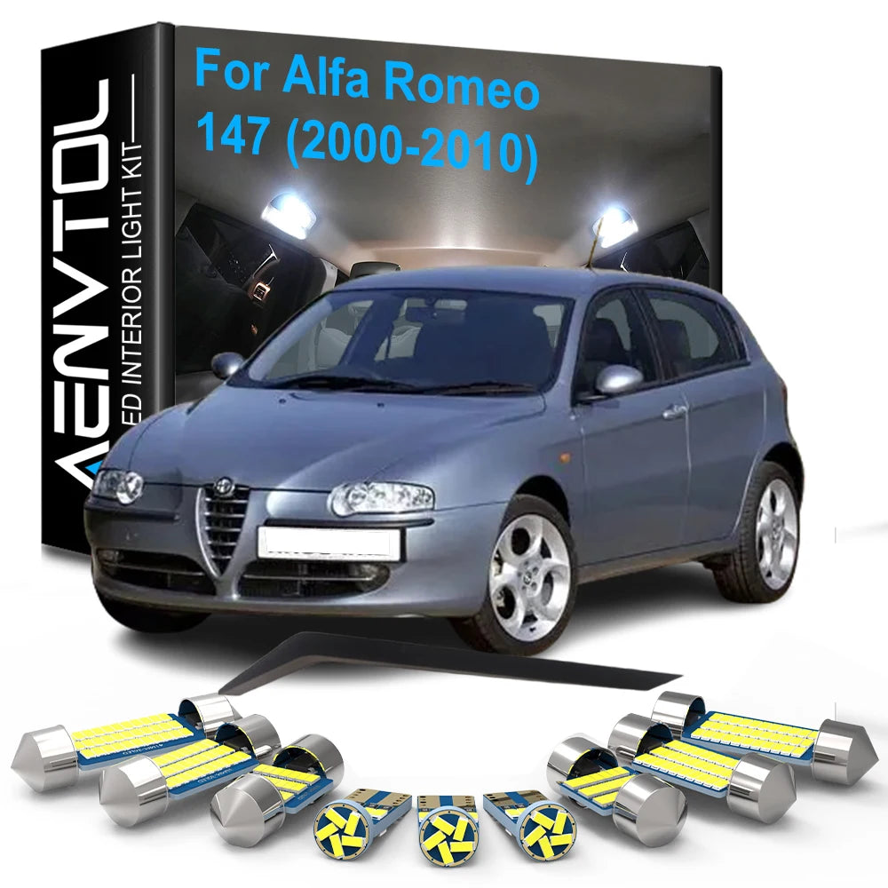 9-Piece LED Interior Light Kit for Alfa Romeo 147 2000-2010 - Canbus Dome Map Door Trunk Bulbs | AUTOKITSHOP