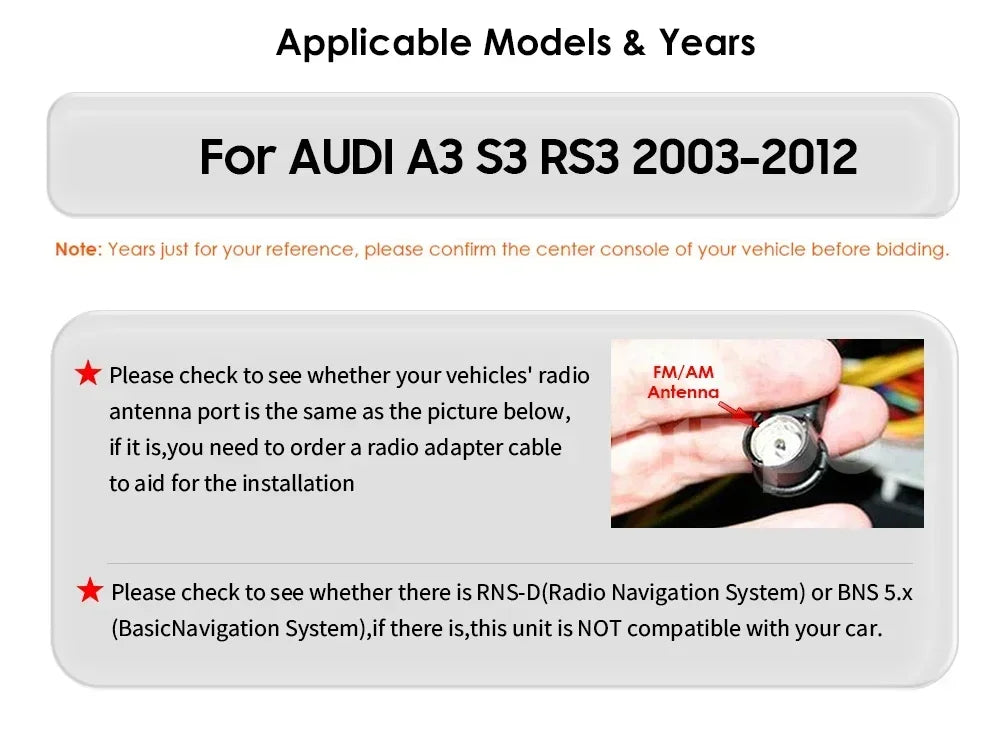7"Android Car radio For Audi A3 S3 RS3 2003-2012 wireless Carplay Autoradio Multimedia GPS