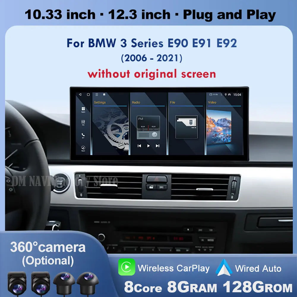 Wireless CarPlay Android Auto Car Multimedia Radio For BMW 3 Series E90 E91 E92 2006-2011