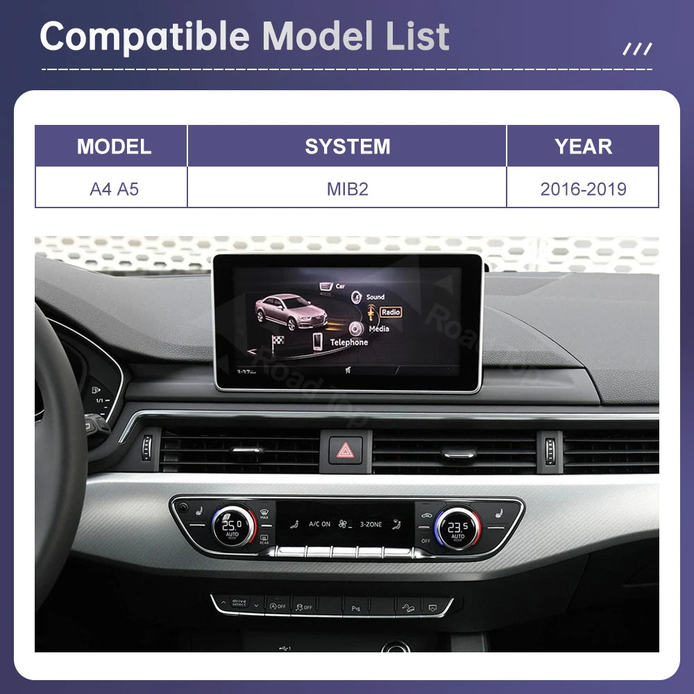 Road Top 12.3' Wireless CarPlay Android Auto Screen For Audi A4 A5 2016-2019 Airplay Multi