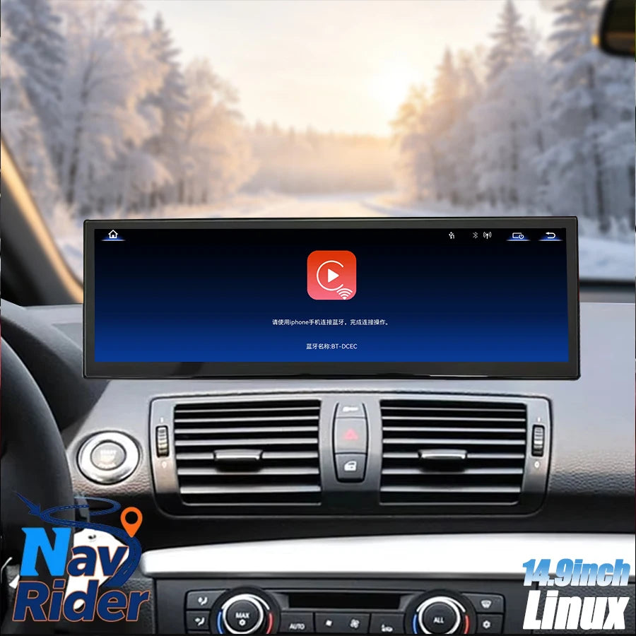 14.9" 2560*720 Linux Car Screen For BMW 1 Series E81 E82 E87 E88 2006-2011 CCC CIC Wireles