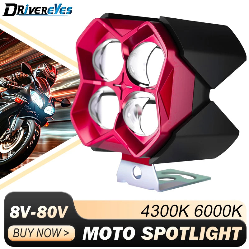 4 Eyes Lens LED Headlight 4X4 Off Road Motorcycle Spotlights 4300K 6000K 2.5 inch 3 Modes