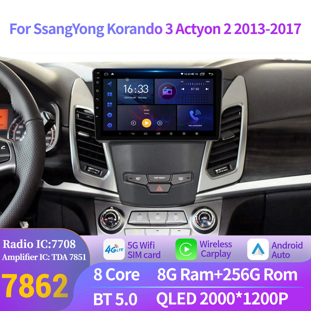 Android 14 For SsangYong Korando 3 Actyon 2 2013-2017 Car Radio Multimedia Player GPS Navi