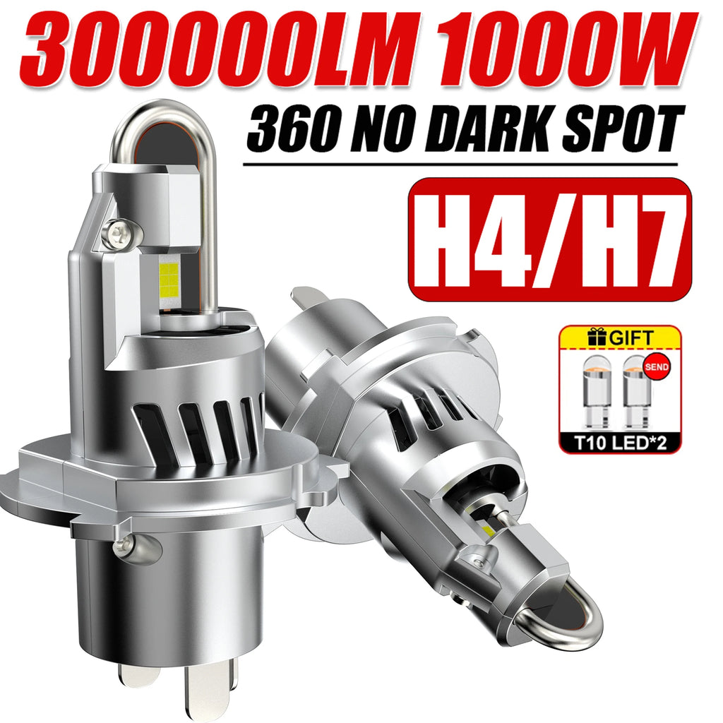 H4 Bi LED Headlights Bulb 1000W High Power Auto Lamp CANBUS 3570 CSP Mini Wireless Car Lig