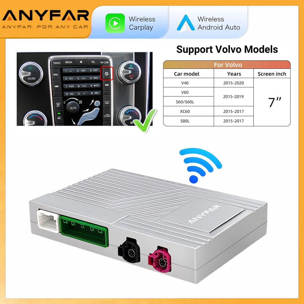 ANYFAR New Wireless Carplay Android Auto Module For Volvo S60 S80 XC60 V60 V40 2015-2018 S | AUTOKITSHOP