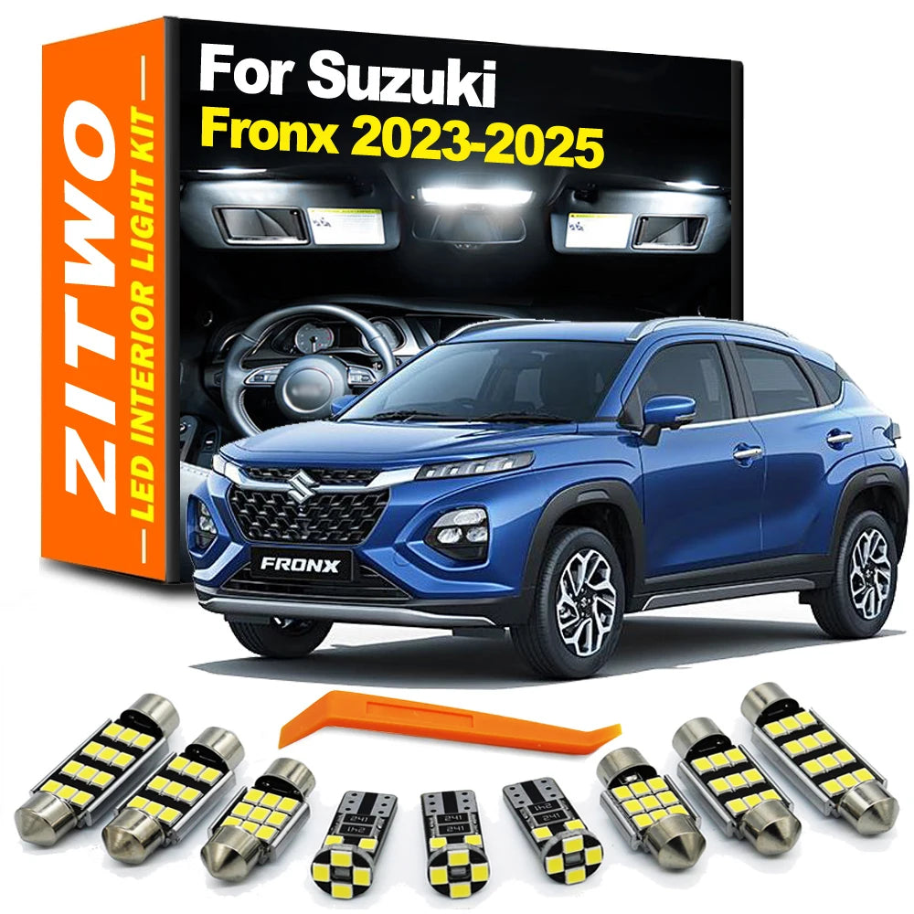 ZITWO 10Pcs For Suzuki Fronx 2023 2024 2025 LED Interior Map Dome Reading Trunk Light Number Plate Lamp Car Accessories
