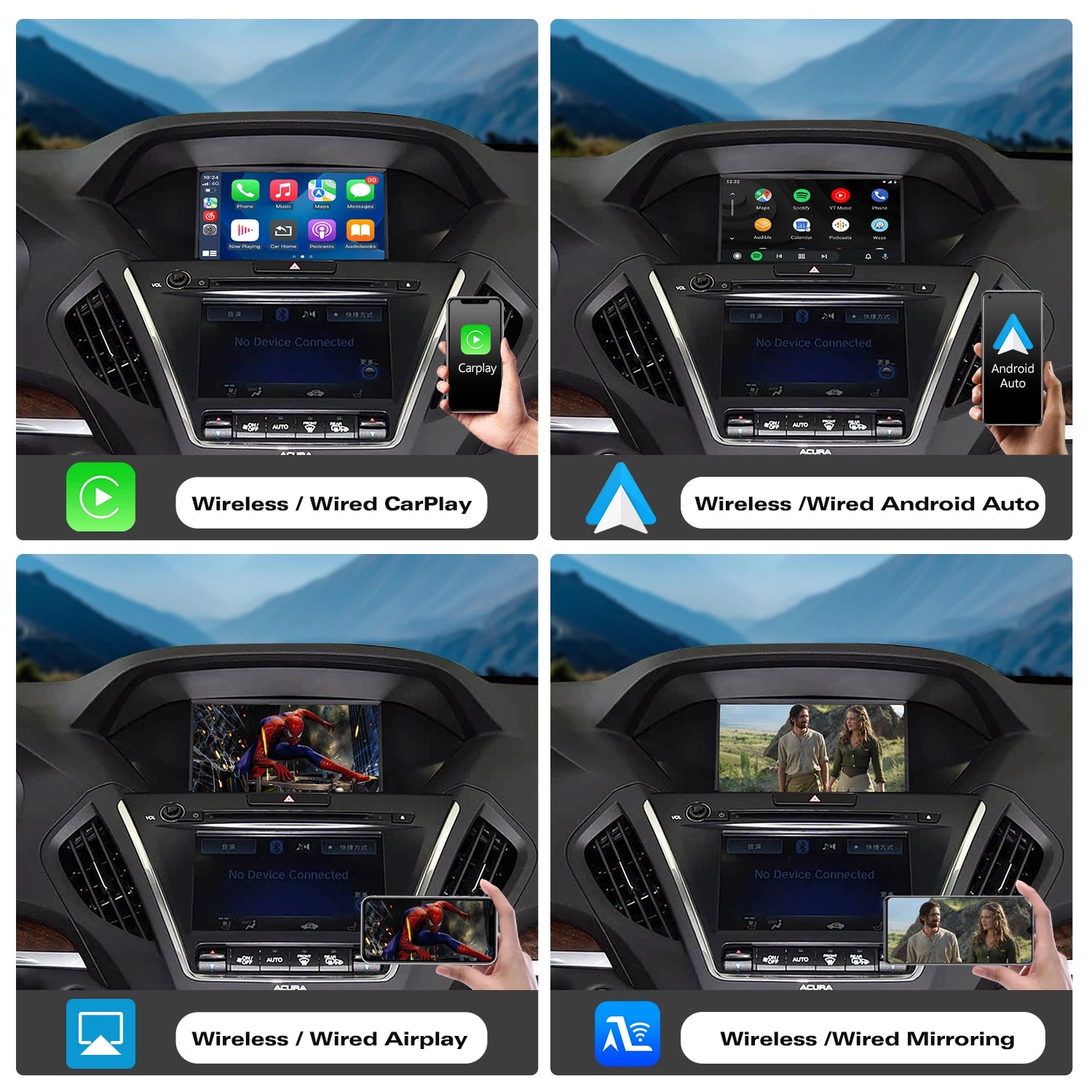 Wireless CarPlay Android Auto For Acura TLX TLX-L MDX RDX RLX ILX 2014-2019 OEM Car Interf | AUTOKITSHOP