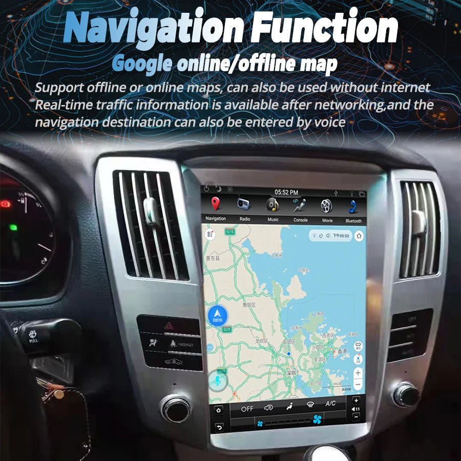 12.1inch Screen Android Car Radio For Lexus RX300 RX330 RX350 RX400 For Toyota Harrier GPS