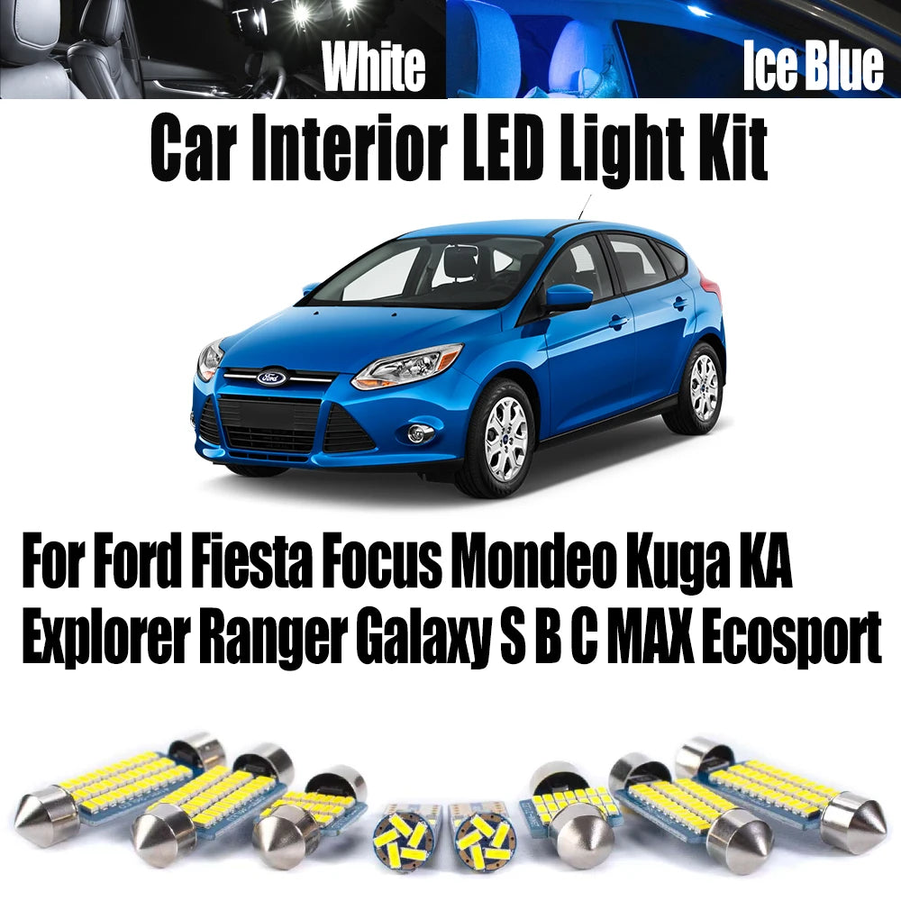LED Interior Light Kit for Ford Fiesta Focus Mondeo Kuga KA Explorer Ranger Galaxy S B C MAX Ecosport Car Bulbs - Can...