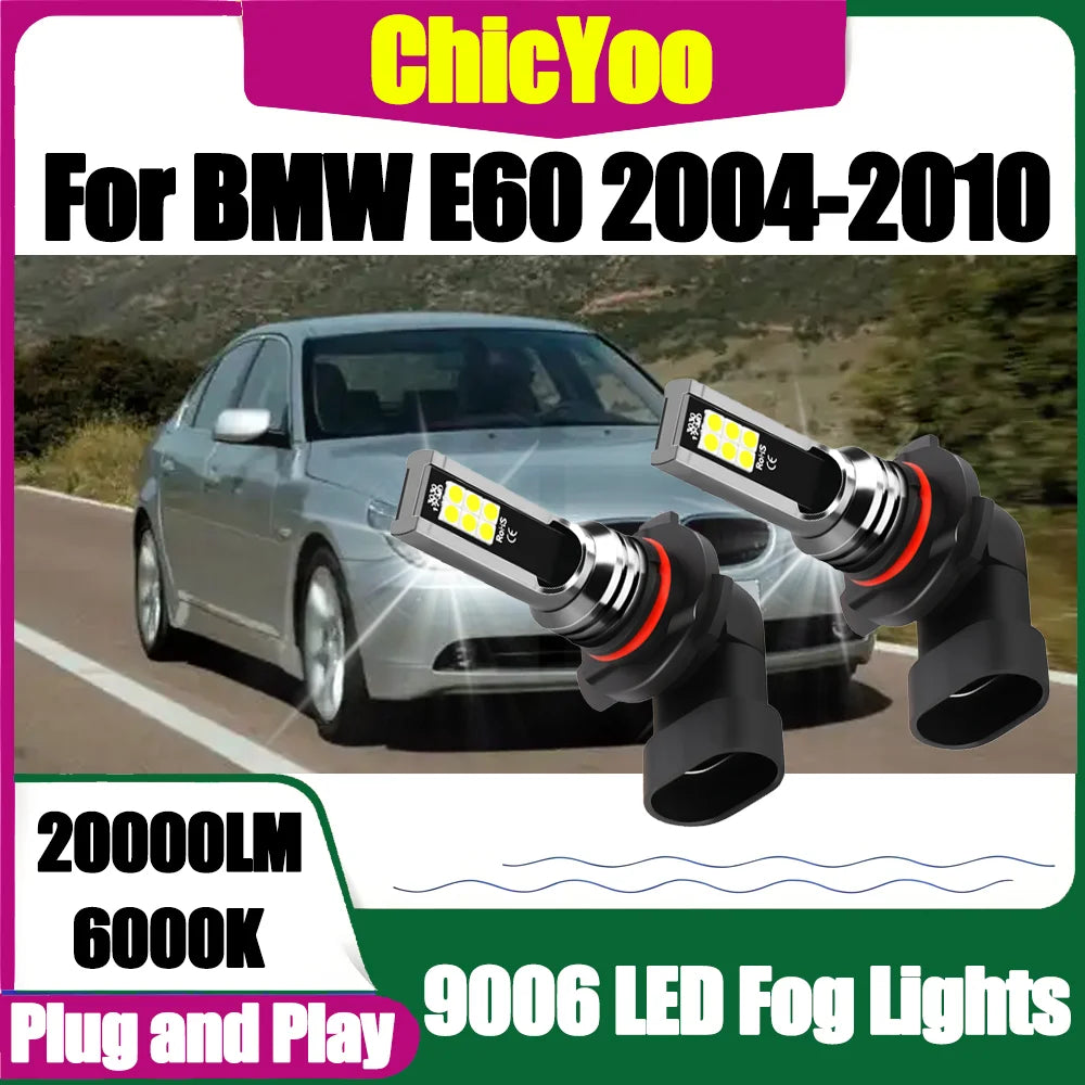 Canbus No Error LED Fog Lights 20000LM High Power 60W Fog Lamps 6000K Super White 12V Plug