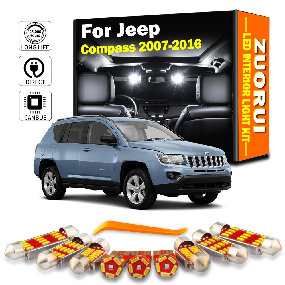 9-Piece LED Interior Light Kit for Jeep Compass - Canbus Error-Free Bulbs | AUTOKITSHOP