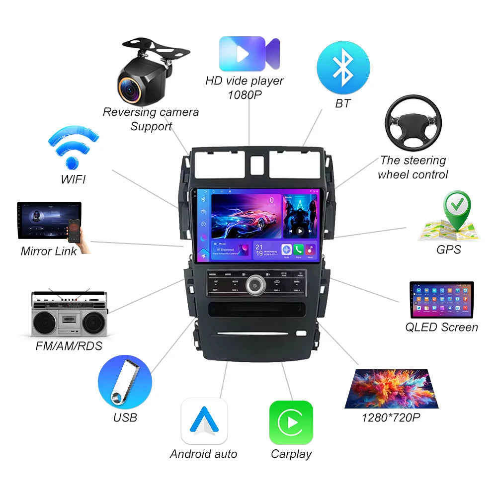 Car Radio Android 16 For Nissan Teana J31 230jk Sm5 2003-2008 Multimedia Qled Navigation Q | AUTOKITSHOP