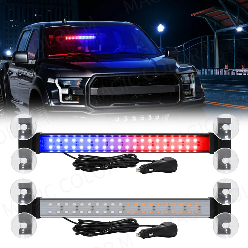 40 LED Strobe Light Emergency Flash Warning Lamp Auto Windshield Bar Traffic Advisor Flash | AUTOKITSHOP