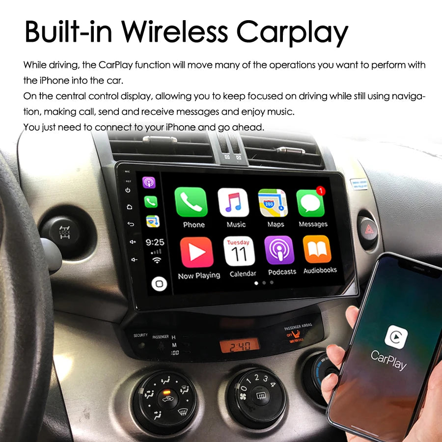 8GB+128GB GPS Navigation Android 14 AI Voice Car Radio Stereo For Toyota RAV4 Rav 4 2006-2