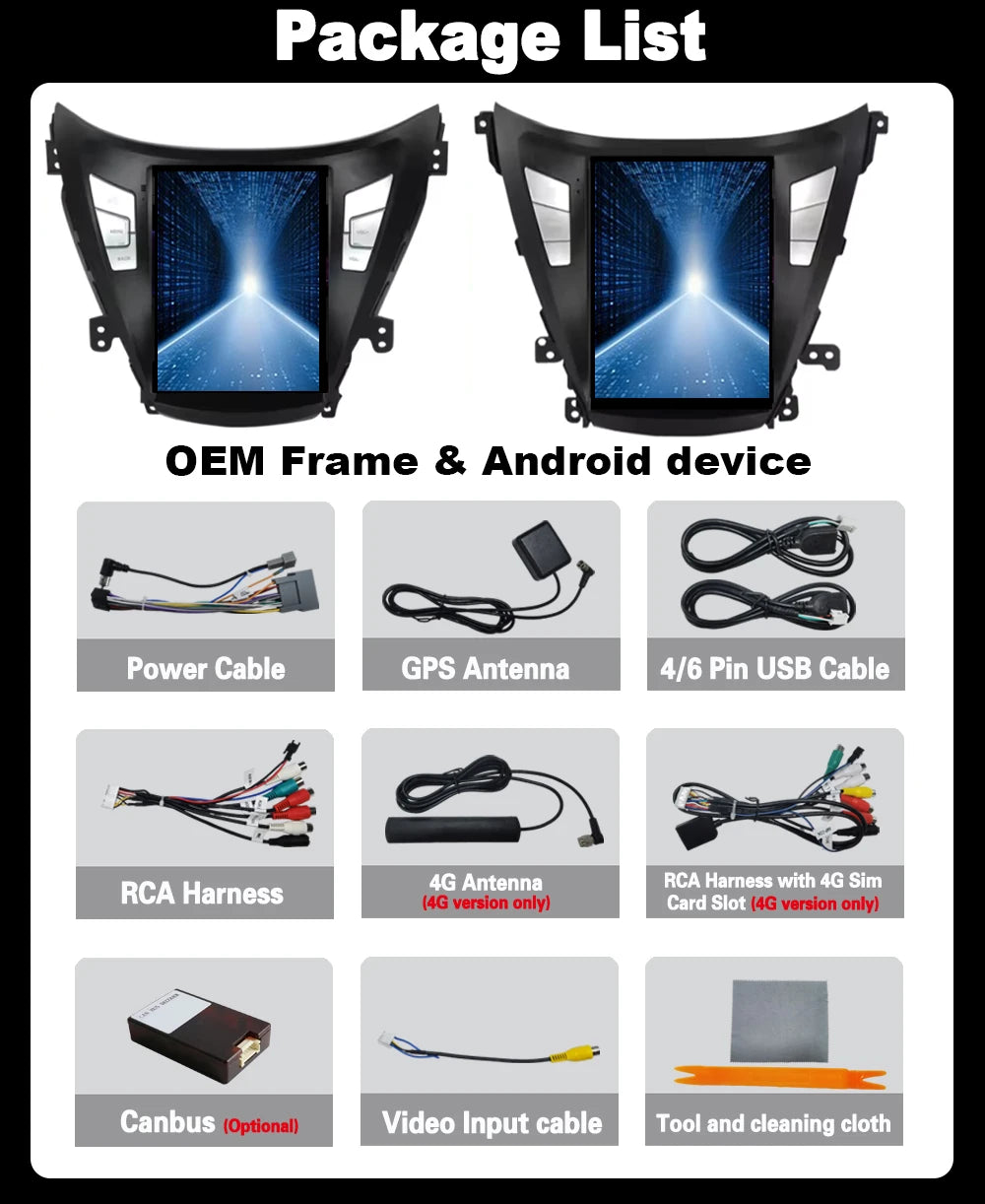 Android 14 For Hyundai Elantra Avante I35 2011-2016 2DIN Car Radio Multimedia GPS WIFI 4G