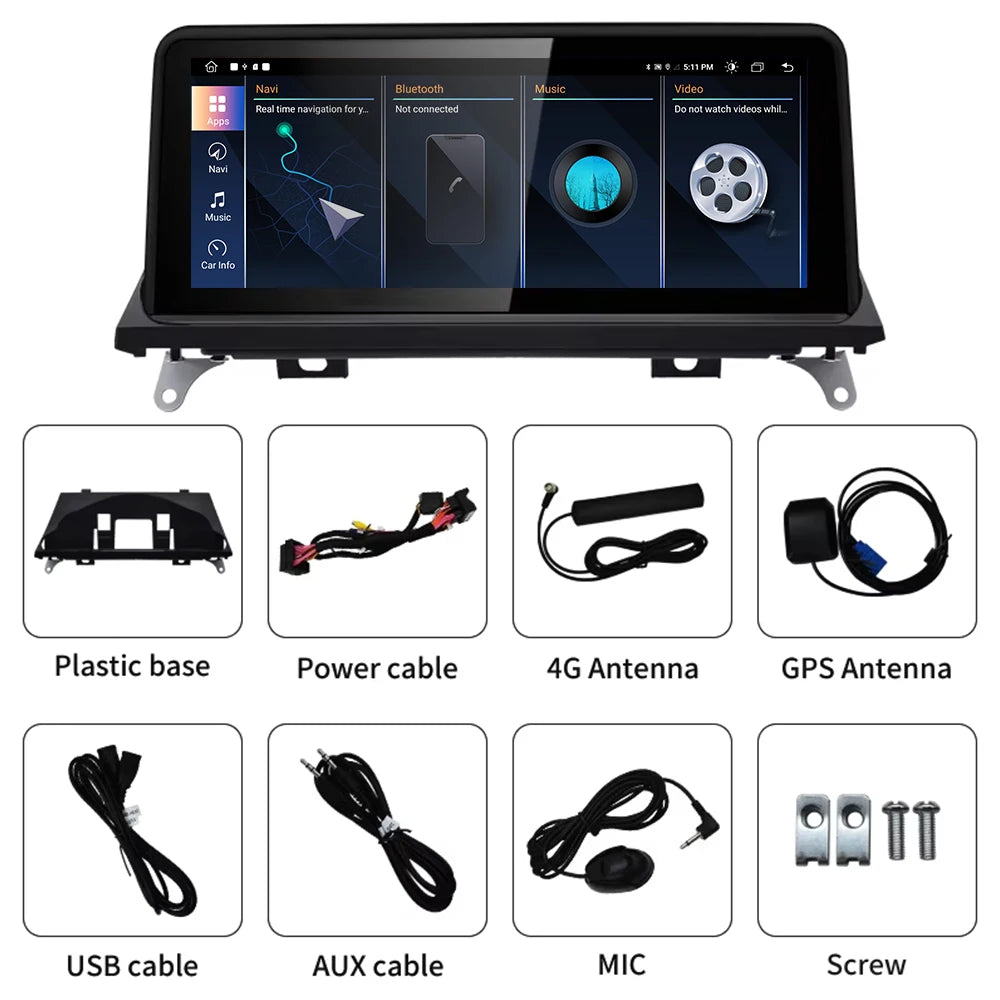 10.25inch Wireless Carplay For BMW X5 X6 E70 E71 2007 -2013 CCC CIC System Car Multimedia