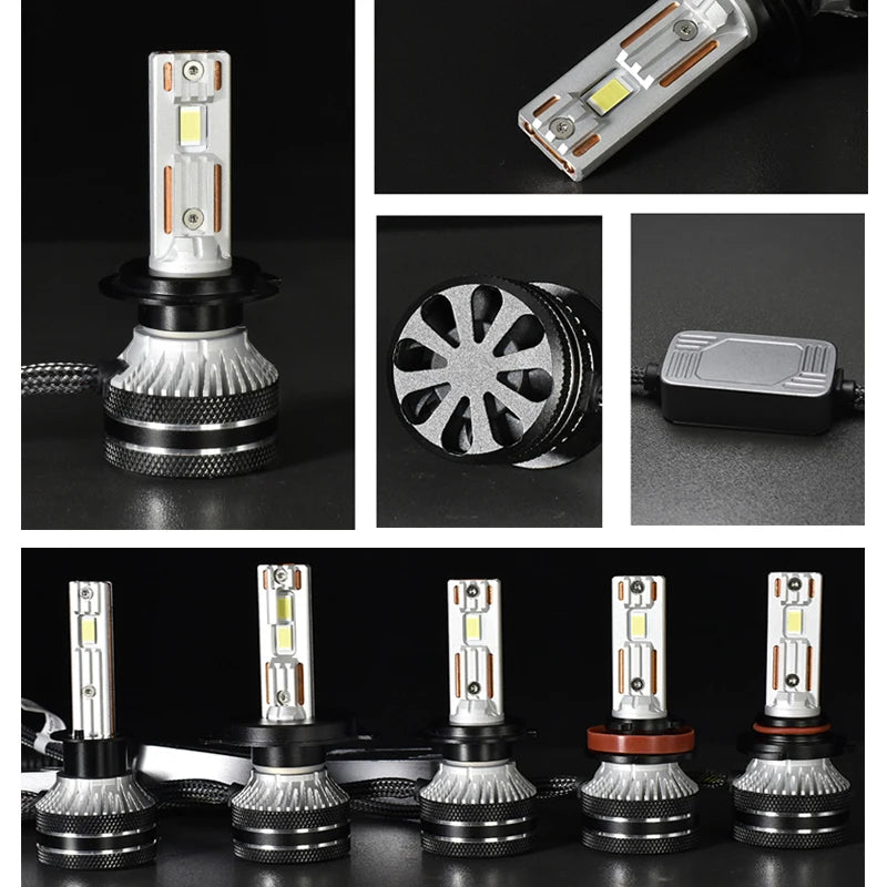H7 H4 Double Copper Tubes LED Car Headlight Bulbs H1 H11 H8 9005 HB3 9006 HB4 6000K white
