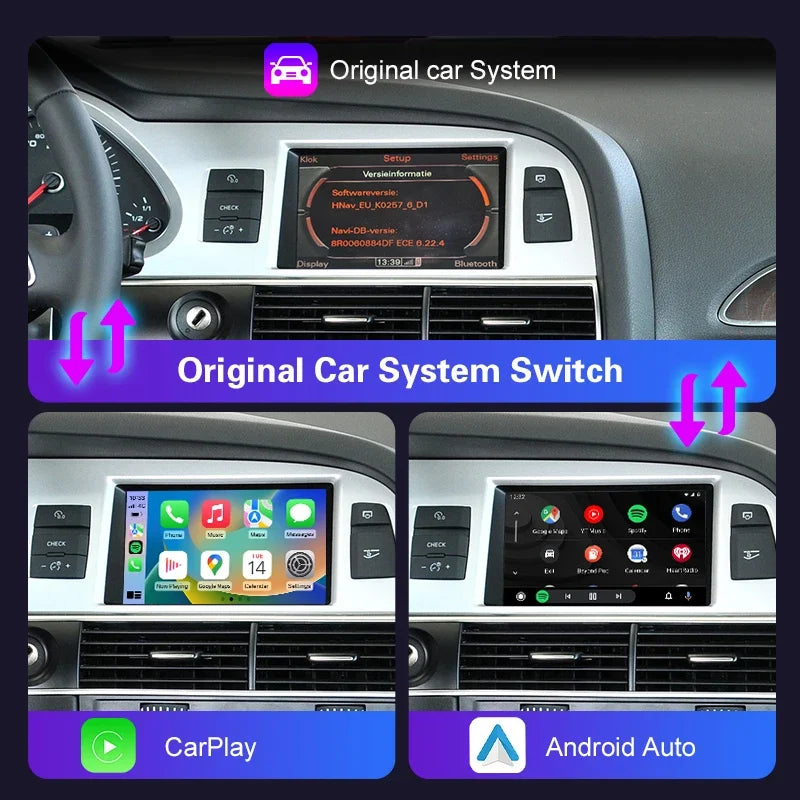 Modified Wireless CarPlay Android Auto Interface for Audi A6 A7 C6 Q7 2009-2015, with Mirr