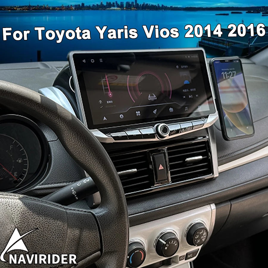 10.88" Qled Screen Android 14 Video Player Carplay for Toyota Yaris Vios 2014 2016 Type-C