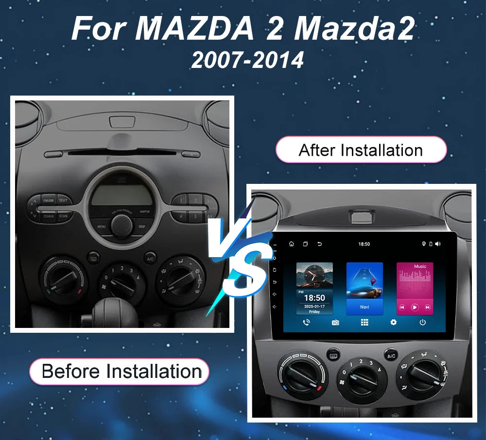 Android 16 Car Radio For MAZDA 2 Mazda2 2007 - 2014 Auto Stereo Multimidia Player GPS Navi