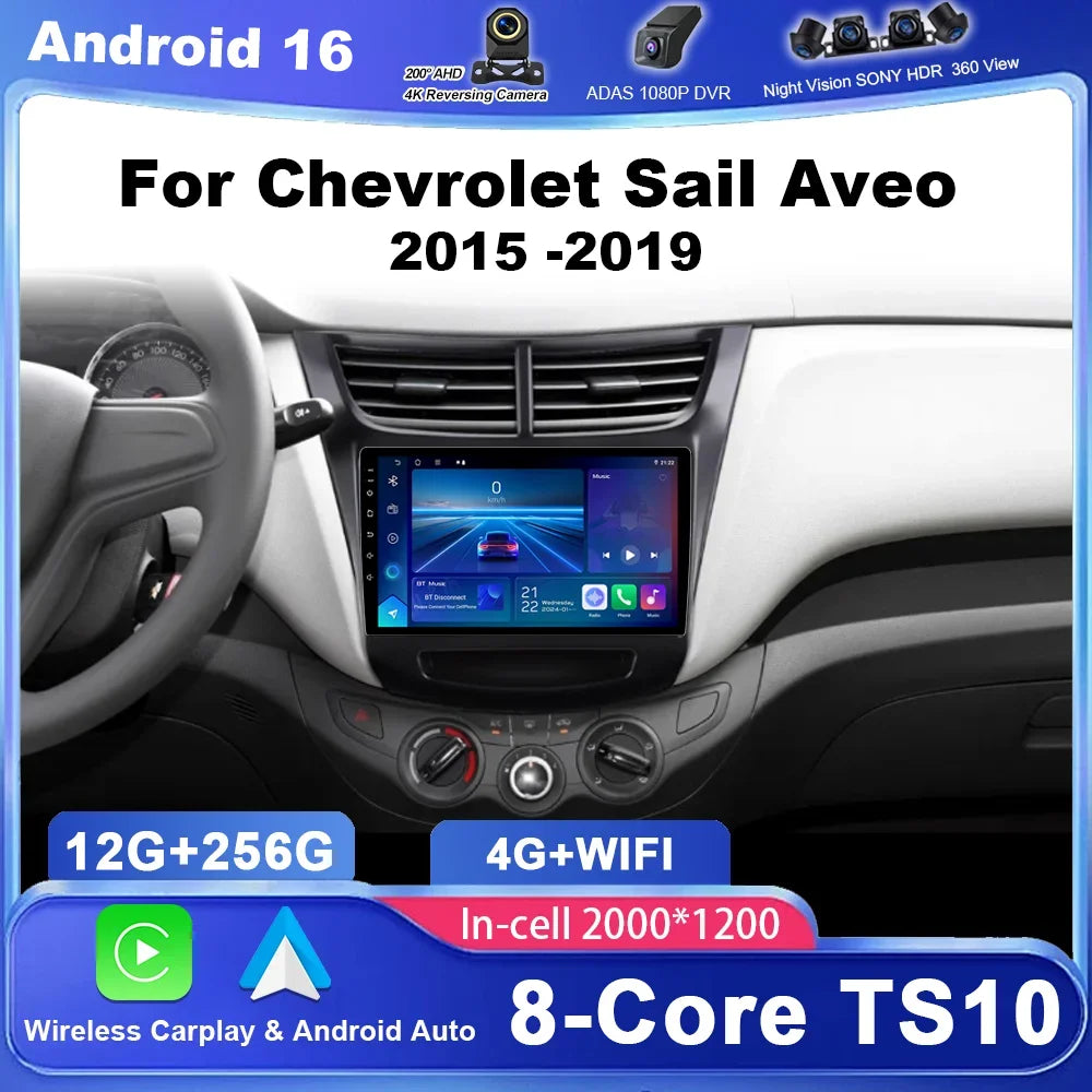 Android Carplay Car For Chevrolet Sail Aveo 2015 -2019 Auto Radio Stereo Multimidia Player