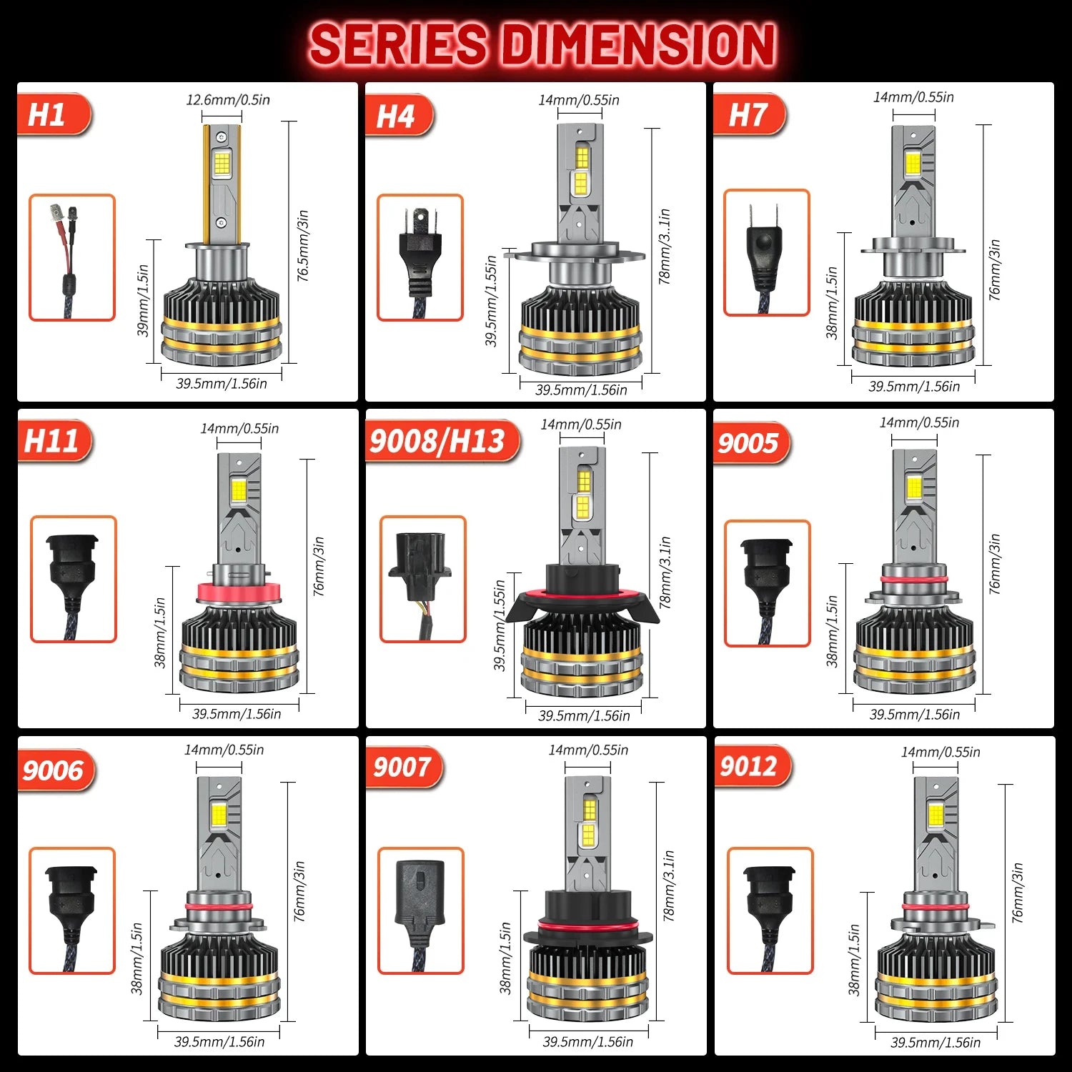 9800W 18800000LM Canbus H4 H7 H1 LED H8 H9 H11 9005 9006 9012 HB3 HB4 Car LED Headlight Au