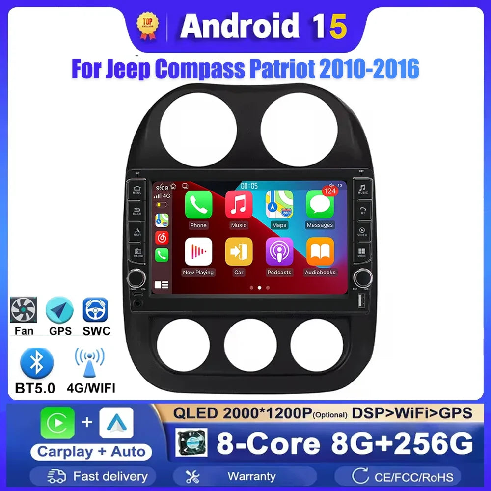 Android 15 video Player Car Radio For Jeep Compass Patriot 2010 - 2016 Autoradio Stereo 2  | AUTOKITSHOP
