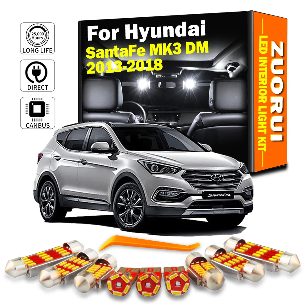 12-Piece LED Interior Light Kit for Hyundai Santafe Santa Fe MK3 DM - Canbus Error-Free Bulbs | AUTOKITSHOP