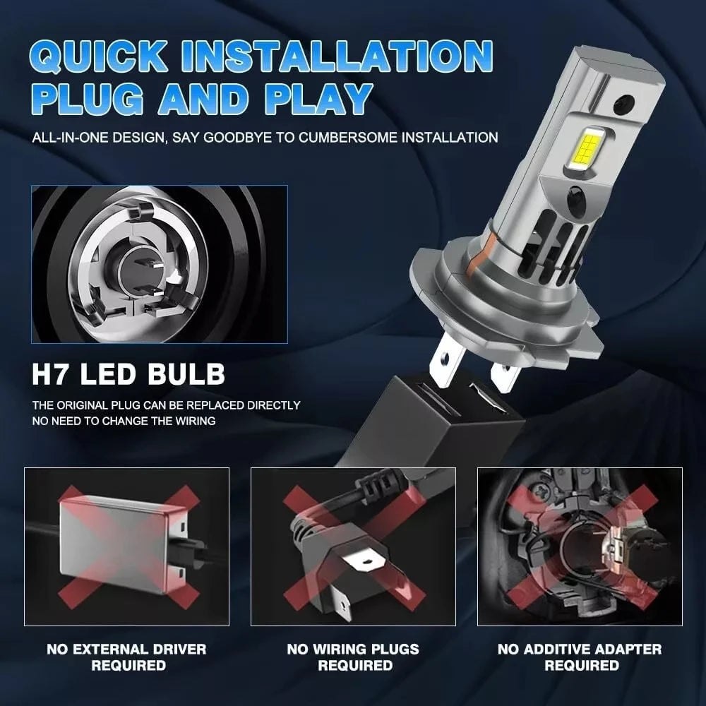 H7 LED CANBUS Light Mini Head Lamp 1:1 Size Wireless H7 Car LED Headlight Bulbs Error Free