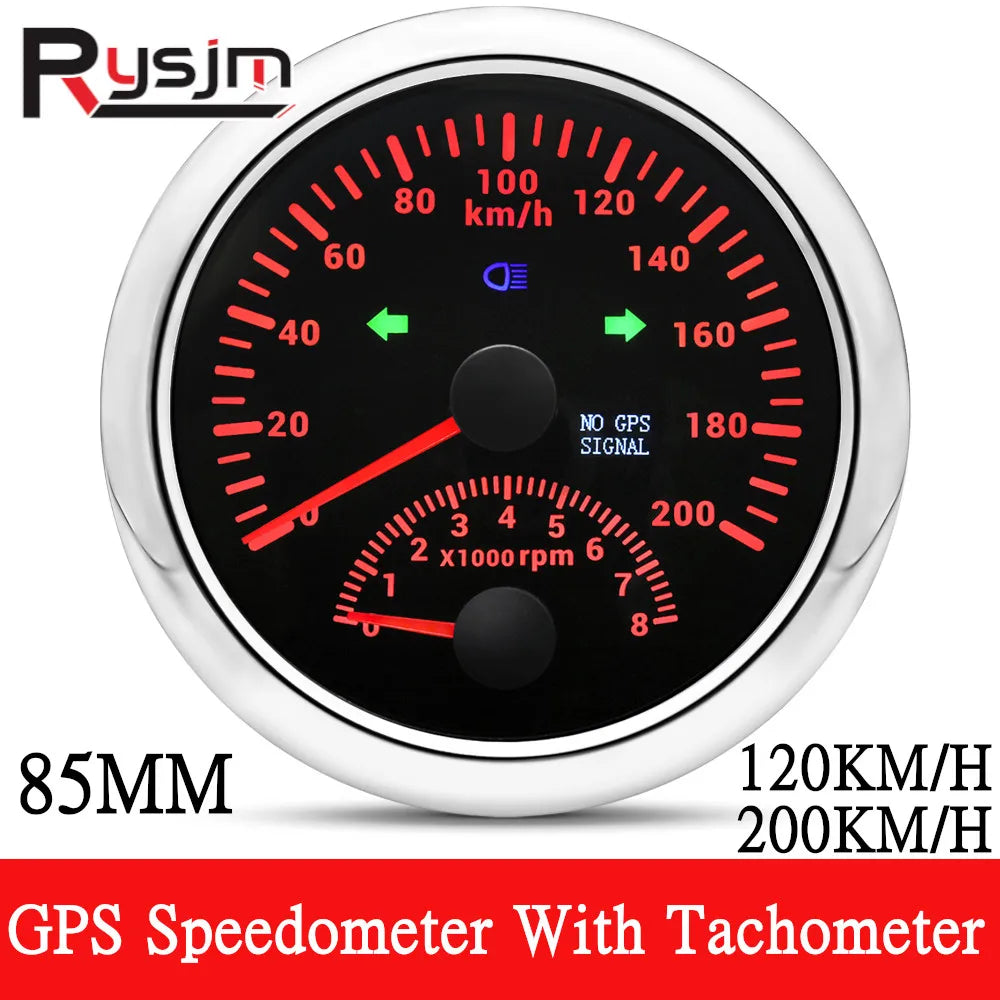 85mm Digital Car Truck Boat GPS Speedometer Gauge 0-200KM/H 0-120kmh Speed Meter Tachometer 8000 - Automotive LED Light