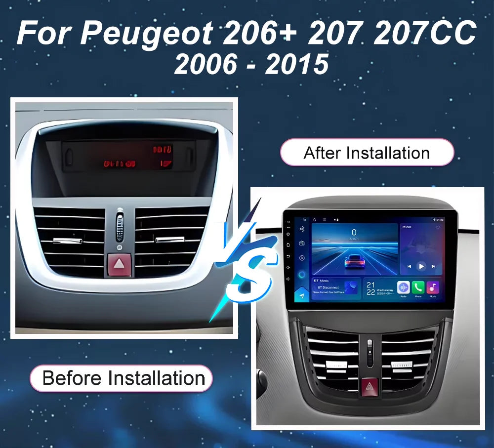 Android 16 Car Radio For Peugeot 206+ 207 207CC 2006 - 2015 Multimedia Video Player Carpla