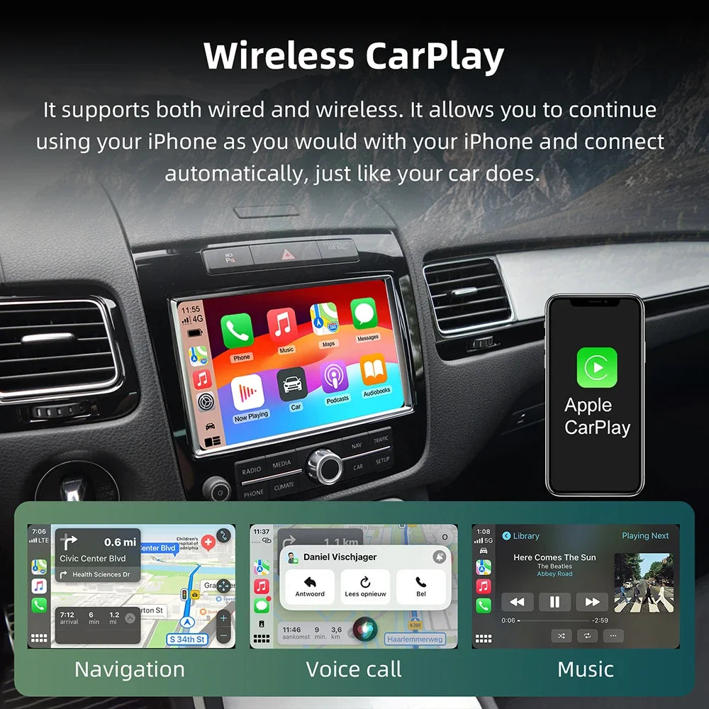 Wireless Carplay Android Auto car module for Volkswagen Touareg With 8inch Screen 2011-201