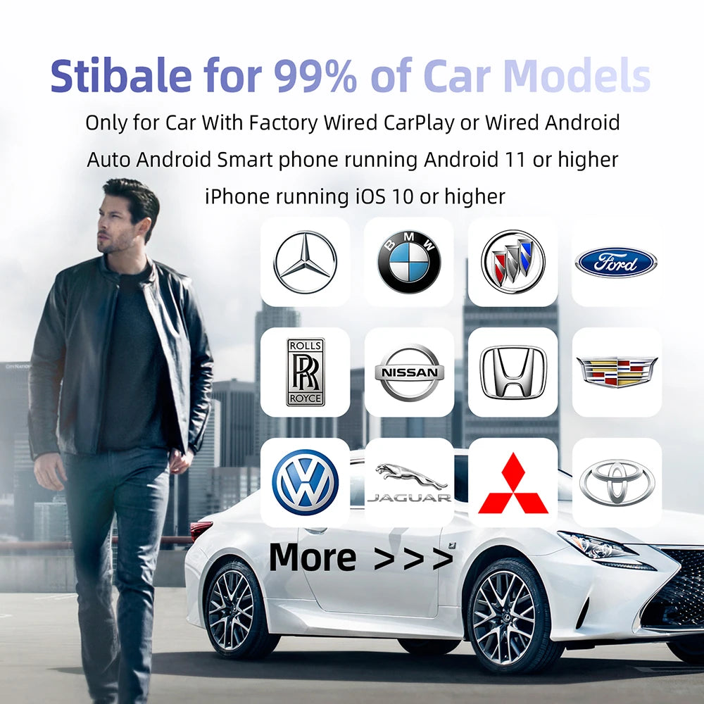 2 in 1 AI Box Mini Adapter Wired to Wireless Carplay&Android Auto Compatible with 99% of C | AUTOKITSHOP