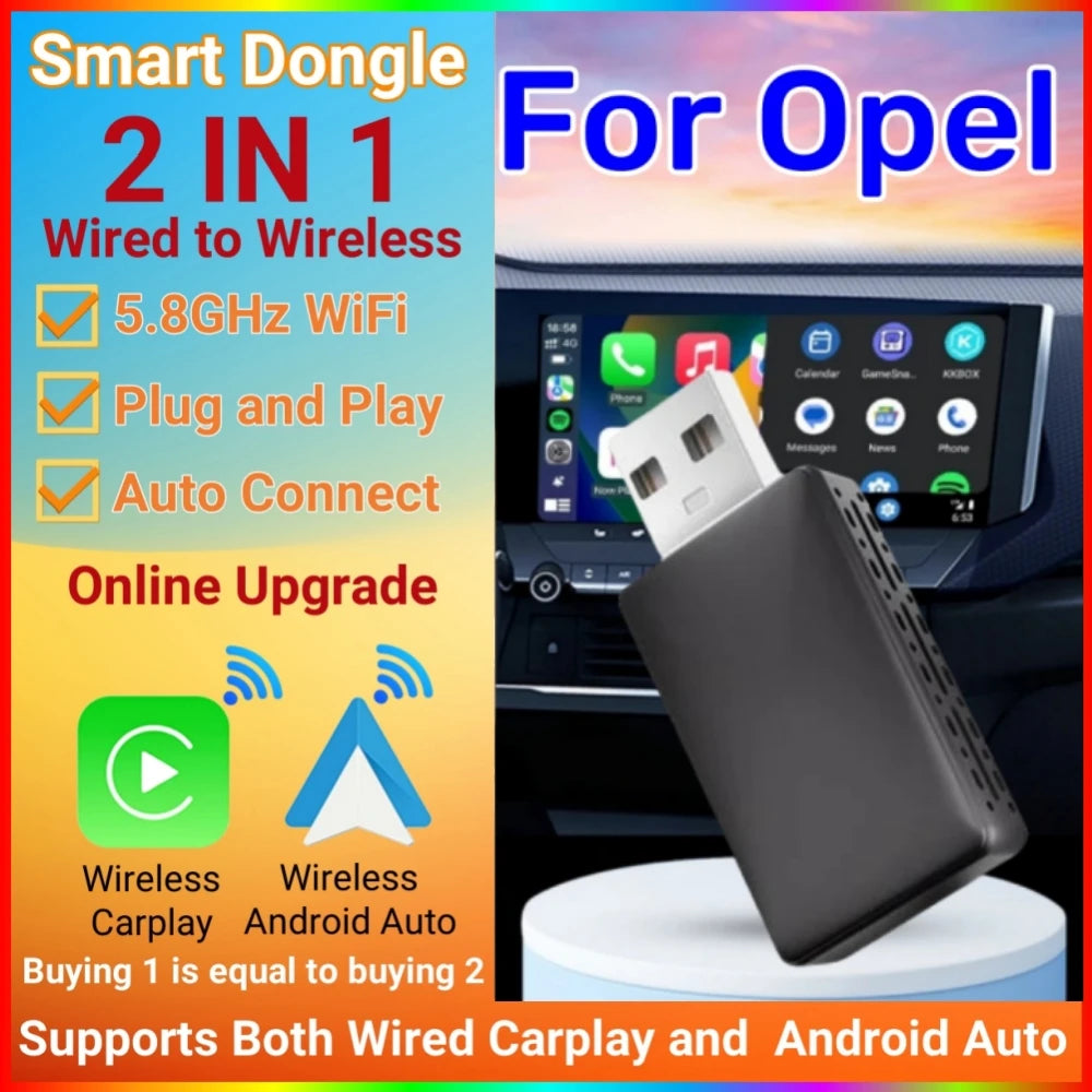 2in 1 Smart Dongle WIFI For iphone Android Auto Adapter Wireless Carplay For Opel Vauxhall | AUTOKITSHOP