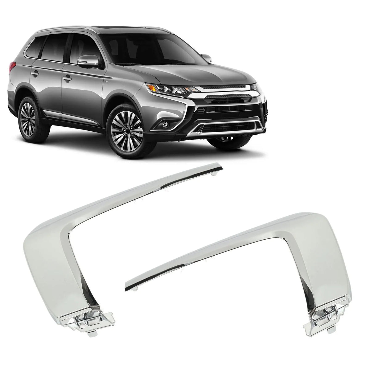 1Pc Car Front Bumper Middle Molding Trim ABS Chrome Replacement for Mitsubishi Outlander 2016 to - Automotive LED Light