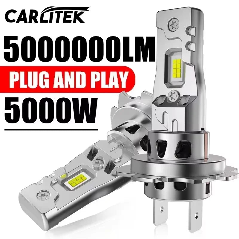 5000W High Power H7 H4 LED Bulb Turbo Headlight 6500K 5000000LM 12V 24V CSP Powerful Best