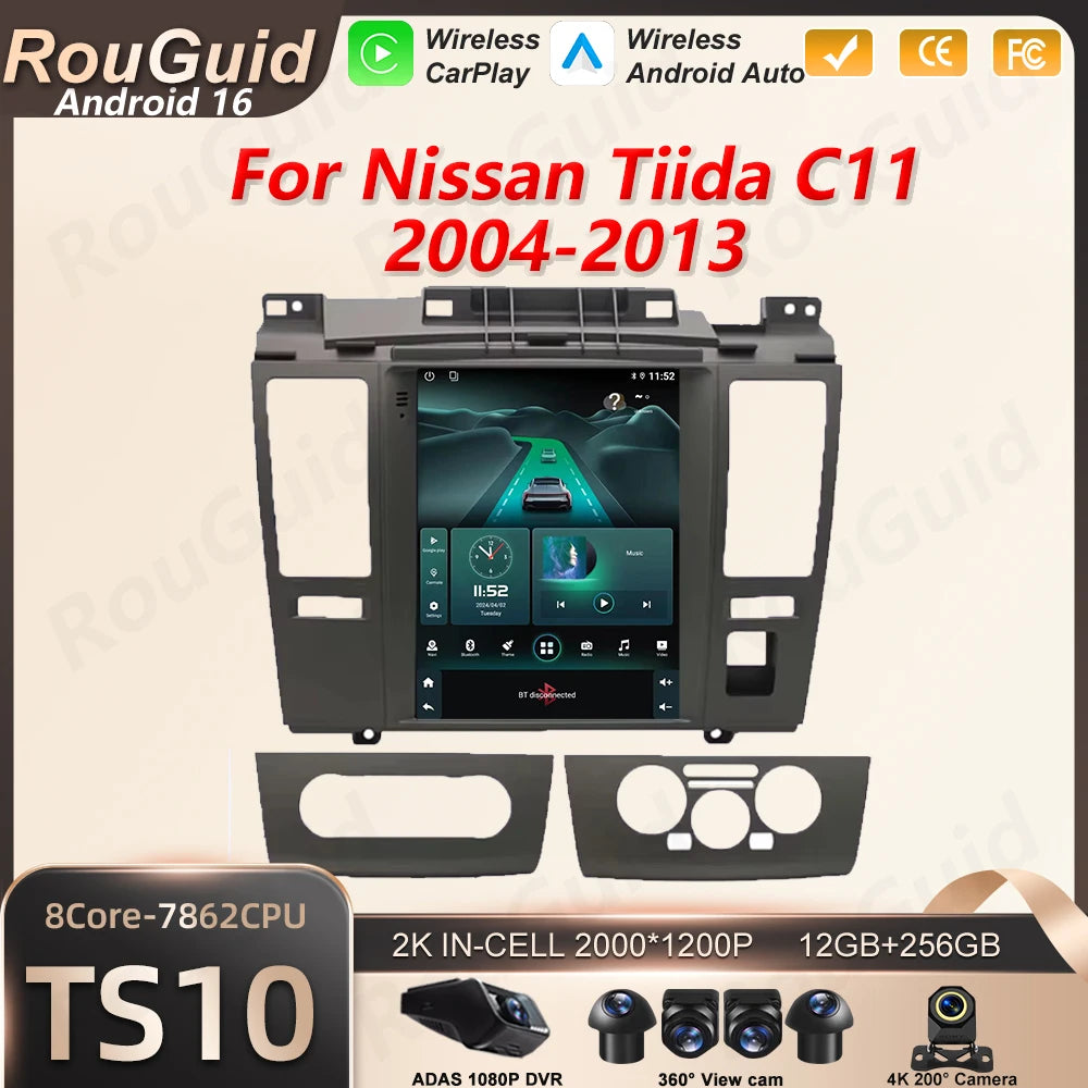 Android 16 Carplay For Nissan Tiida C11 2004 2005 2006 - 2013 Car Radio Video 5G Wifi BT M | AUTOKITSHOP