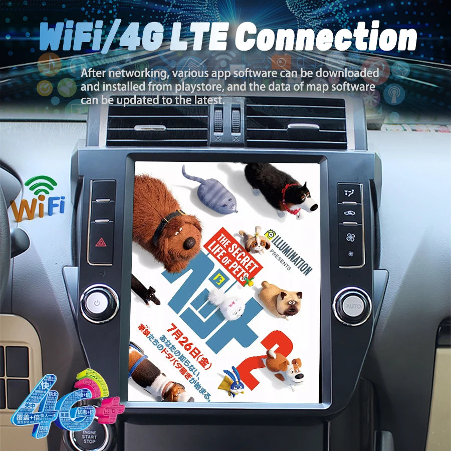 12.1inch Car Video Player GPS Navigation Tesla Screen For Toyota Land Cruiser Prado Androi
