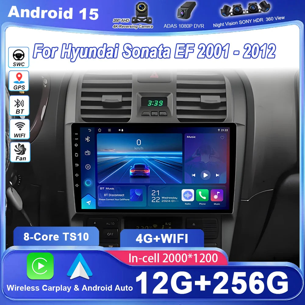 Car DVD Android Carplay For Hyundai Sonata EF 2001 - 2012 Auto 4G+WIFI Radio GPS Navigatio