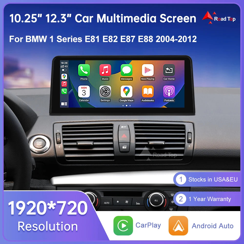 Wireless CarPlay Android Auto Car Multimedia Screen For BMW 1 Series E81 E82 E87 E88 CCC C | AUTOKITSHOP