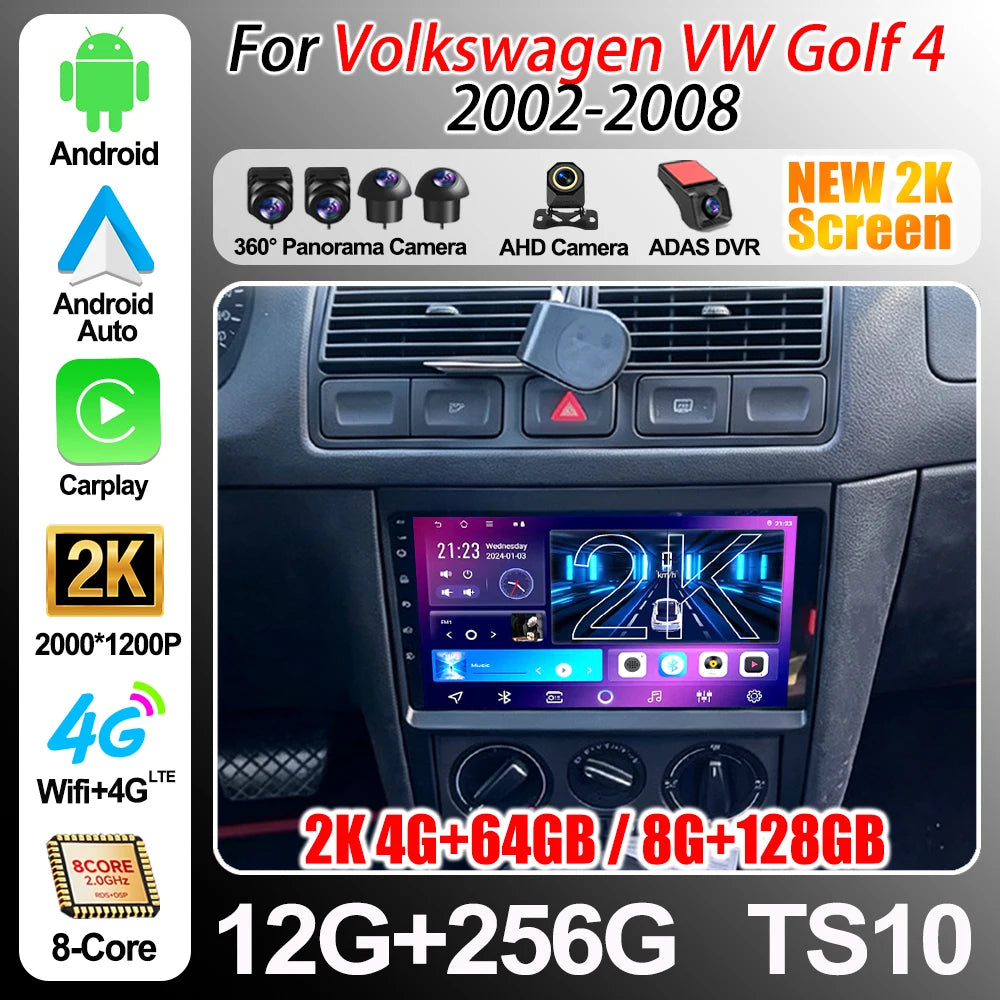 Android 16 For Volkswagen Vw Golf 4 Iv Lhd 2002-2008 Jetta Mk4 Classics 5g Wifi Video Ster | AUTOKITSHOP
