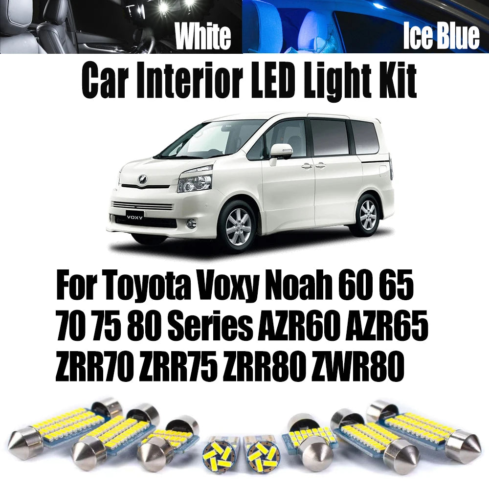 LED Interior Light Kit for Toyota Voxy Noah 60 65 70 75 80 Series AZR60 AZR65 ZRR70 ZRR75 ZRR80 ZWR80 - Canbus Error-...