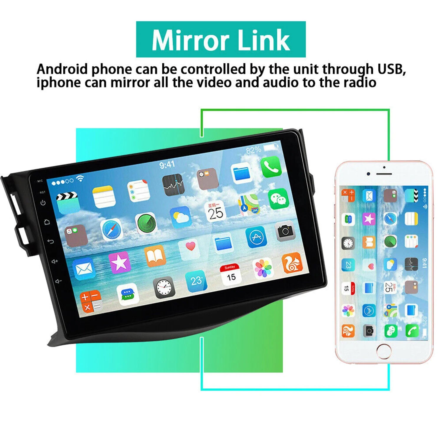 CarPlay 9 Inch Wireless Stereo Radio With Camera 2+32G DC 12V Android AUTO Bluetooth FM Fo